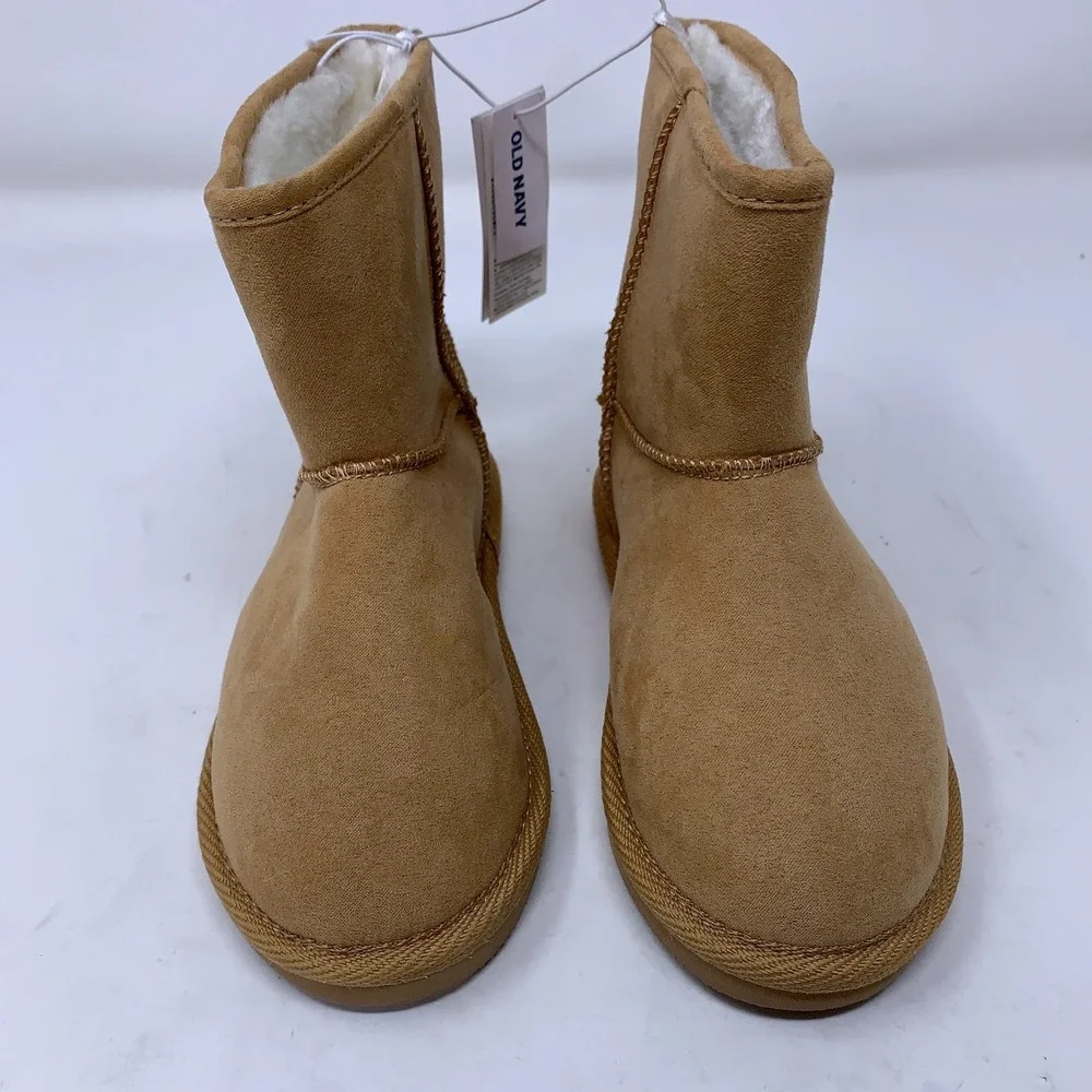 Old Navy Girls Size 10 Brown 510502 Faux Suede Fur Lined Pull-On Snow Boots NWOB